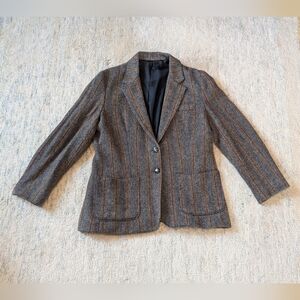 Classic Brown Herringbone Women's Blazer